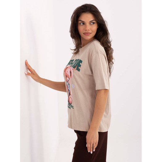 T-shirt-D12083AI02799A-beżowy 1