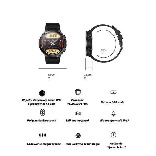 SMARTWATCH MĘSKI GRAVITY GT21-5 - BLUETOOTH CALL, DODATKOWY PASEK (sg025e)