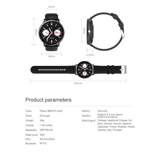 SMARTWATCH UNISEX GRAVITY GT1-5 PRO - ROZMOWY BLUETOOTH, DODATKOWY PASEK (sg027e)