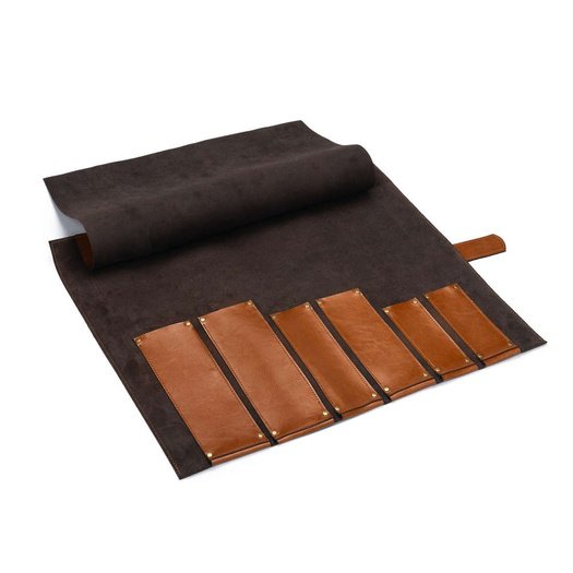 Personalised leather knife case Solier SA44 camel 6