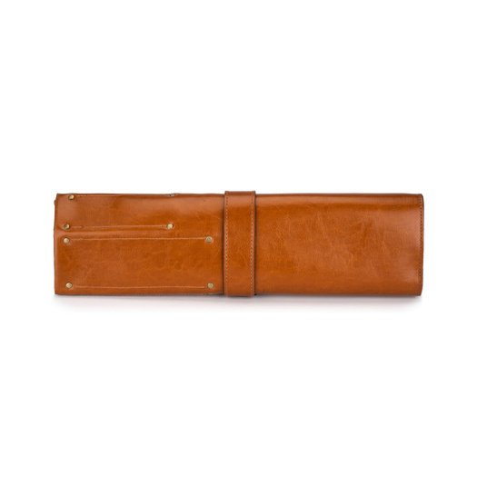Personalised leather knife case Solier SA44 camel 5