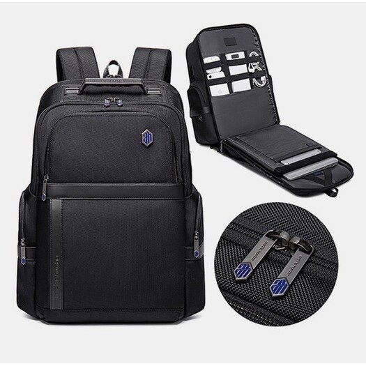 Arctic Hunter B00443 Smart Business Travel BackPack With Three Compartments And USB Charging Port - Black
