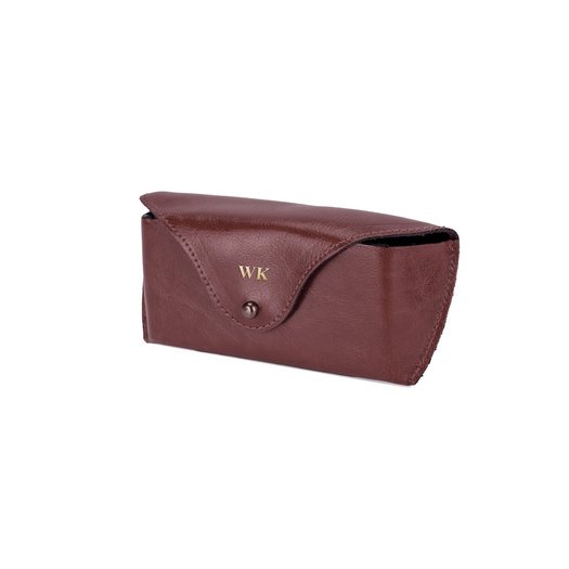 Personalized genuine leather spectacle case Solier SA37 maroon