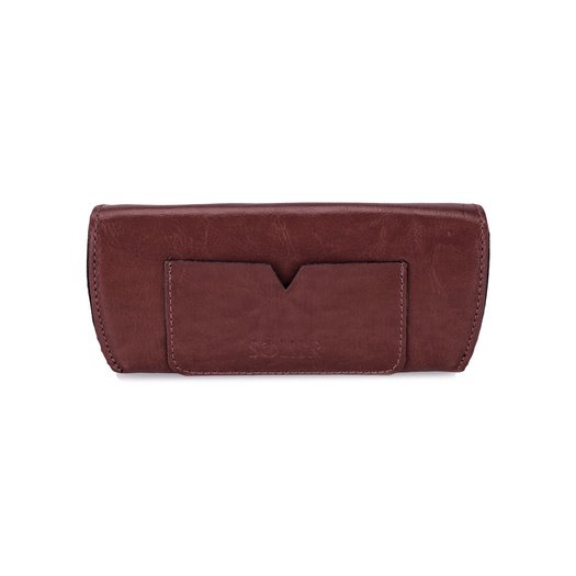 Personalized genuine leather spectacle case Solier SA37 maroon