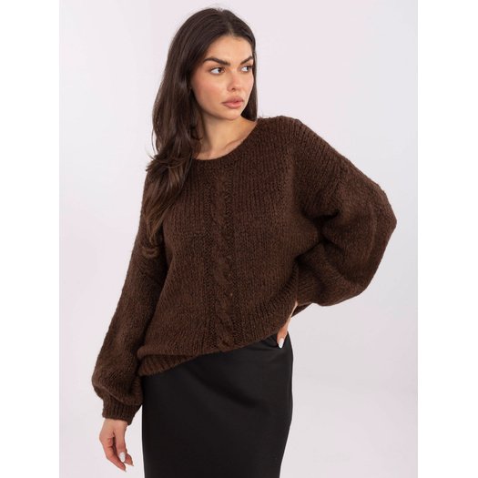 Sweter-MI-SW-1610.18-ciemny brązowy