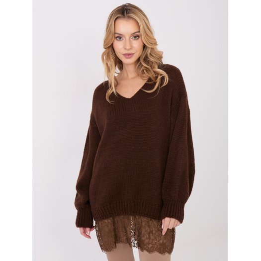 Sweter-IN-SW-33681.05P-ciemny brązowy 1