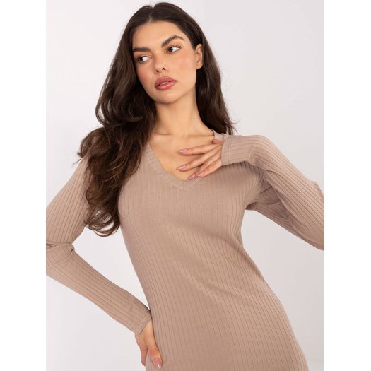 Sukienka-RV-SK-A1050.08-ciemny bezowy 1