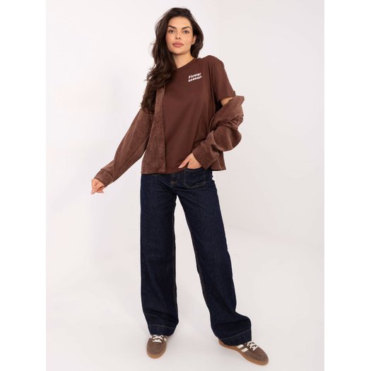 T-shirt-D12022AH02645V-ciemny brązowy 4