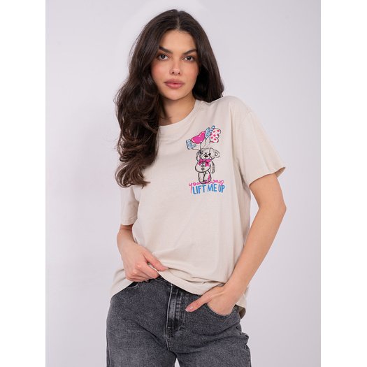 T-shirt-D12022AH02645Y-jasny beżowy
