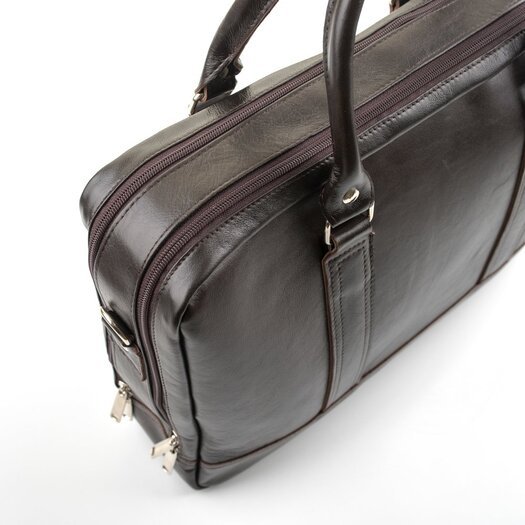 Brown leather shoulder laptop bag SL02 ABERDEEN 2
