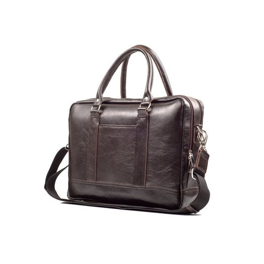 Brown leather shoulder laptop bag SL02 ABERDEEN 16
