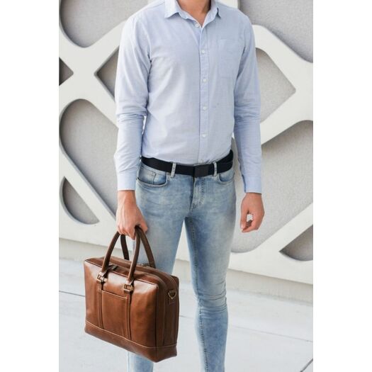 Brown leather shoulder laptop bag SL02 ABERDEEN 8