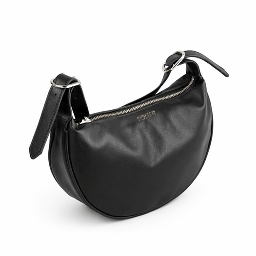 Small Leather Baguette Bag Solier FL47 Corin &ndash; Black 2