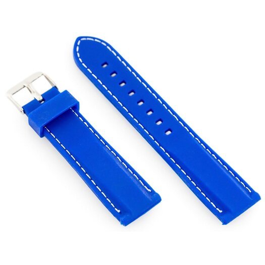 Pasek gumowy do zegarka przeszywany niebieski 24mm