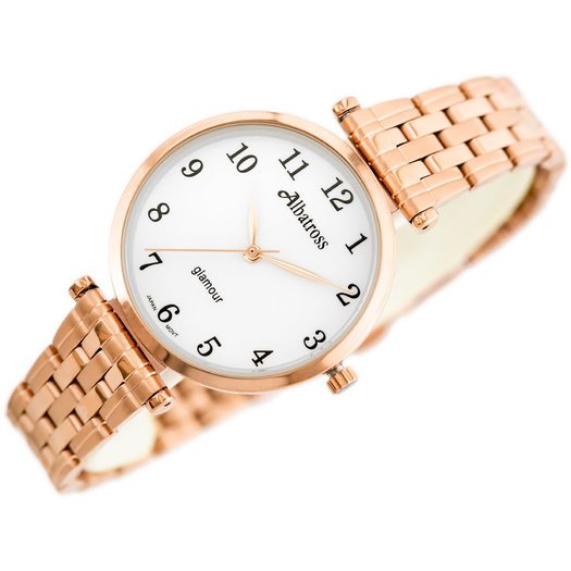 ZEGAREK DAMSKI ALBATROSS Glamour ABBB97 (za537c) rose gold/white