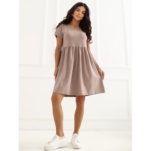 Sukienka-RV-SK-5672.03P-ciemny bezowy