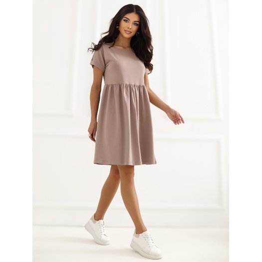 Sukienka-RV-SK-5672.03P-ciemny bezowy 3