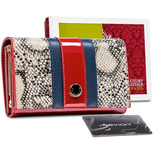 Black Genuine Leather Women's Wallet Peterson PTN ST-466 SNAKE