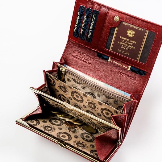 Black Genuine Leather Women's Wallet Peterson PTN ST-466 SNAKE