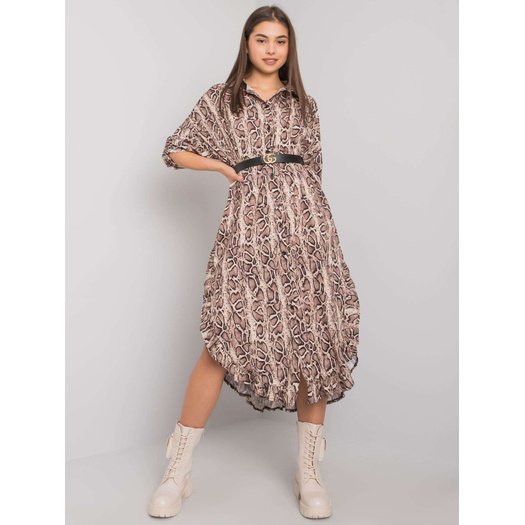 Suknelė-TW-SK-BI-32556-1,62P-juoda-smėlio spalvos