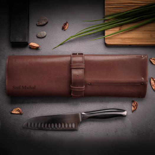 Personalised leather knife case Solier SA44 vintage brown 4