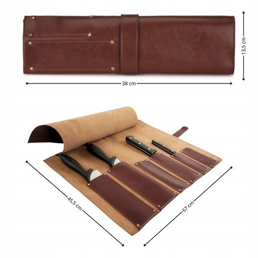 Personalised leather knife case Solier SA44 vintage brown 15