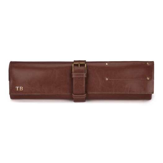 Personalised leather knife case Solier SA44 vintage brown 2
