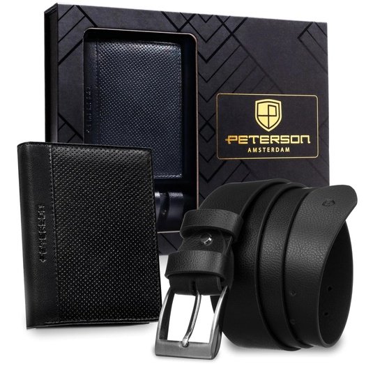 Piniginės ir diržo rinkinys vyrams Peterson PTN SET N4-DOT