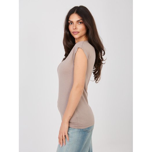 T-shirt-D12041AH02570C-ciemny bezowy 3