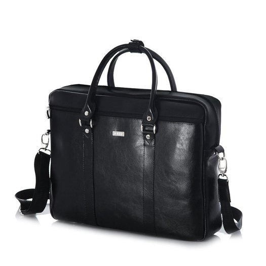 Black leather shoulder laptop bag SL03 KILBRIDGE 1