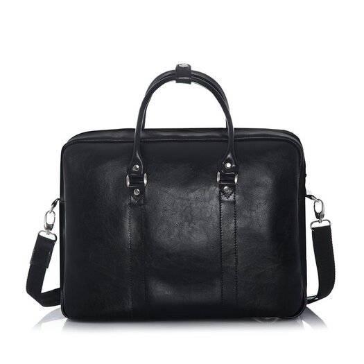 Black leather shoulder laptop bag SL03 KILBRIDGE 10