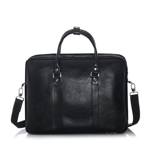 Black leather shoulder laptop bag SL03 KILBRIDGE 2