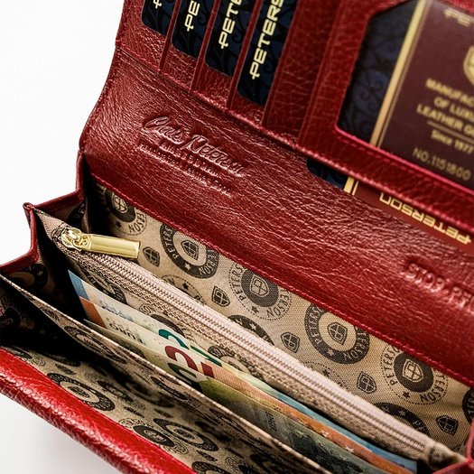 Red multicolour Genuine Leather Women's Wallet Peterson PTN ST-411 SNAKE