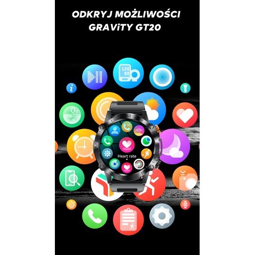 SMARTWATCH MĘSKI GRAVITY GT20-3 - AMOLED, DODATKOWY PASEK (sg024c)