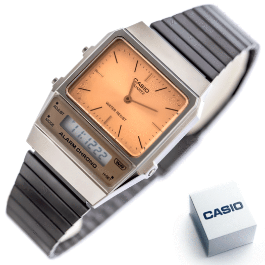 Laikrodis UNISEX CASIO Vintage Dual Time AQ-800ECGG-4ADF + BOX