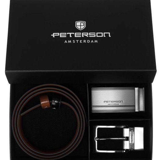 Men's belt gift set Peterson PTN KL-B006-S001 BLACK-BROWN