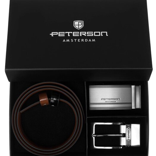 Diržas vyrams Peterson PTN KL-B006-S001 BLACK-BROWN
