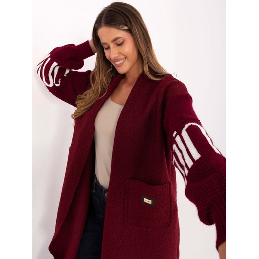 Kardigan-IT-SW-80678.84-bordowy 3