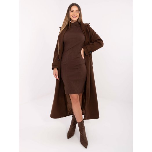 Sukienka-RV-SK-A1048.83-ciemny brązowy