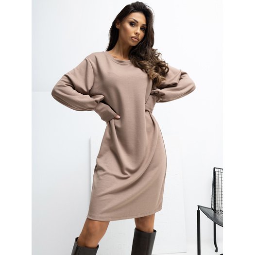 Sukienka-RV-SK-A1059.17-ciemny bezowy 4