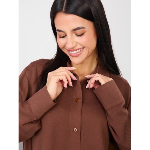 Koszula-LK-KS-510197.12P-brązowy 2