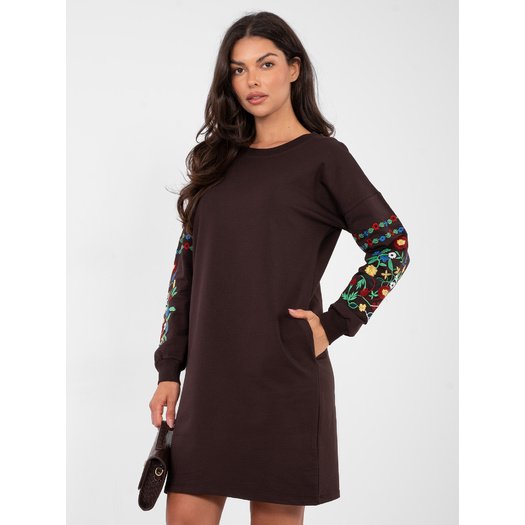 Sukienka-RV-SK-8979.94P-ciemny brązowy