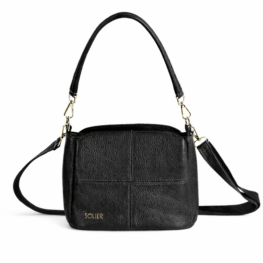 Women&rsquo;s Leather Crossbody Bag Solier FL50 Cassia &ndash; Black