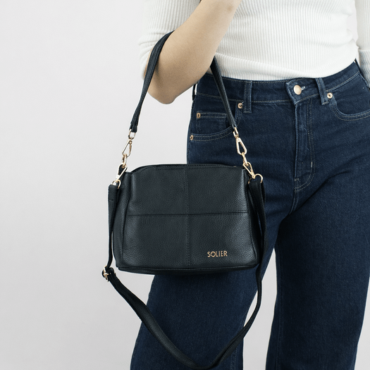 Women&rsquo;s Leather Crossbody Bag Solier FL50 Cassia &ndash; Black 2