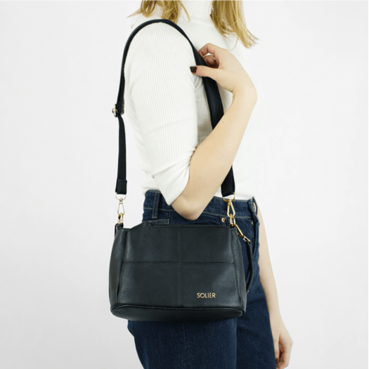 Women&rsquo;s Leather Crossbody Bag Solier FL50 Cassia &ndash; Black 3