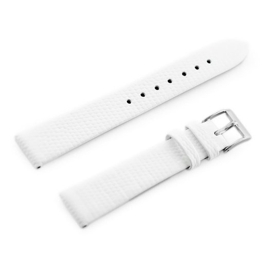 Pasek skórzany do zegarka W107 - biały/sr. 12mm