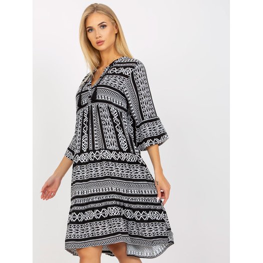 Suknelė-D73771M30214A1EN-juoda ir balta