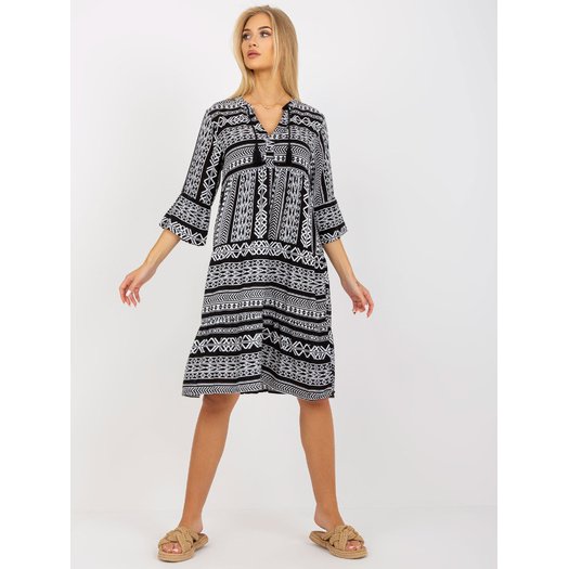Suknelė-D73771M30214A1EN-juoda ir balta