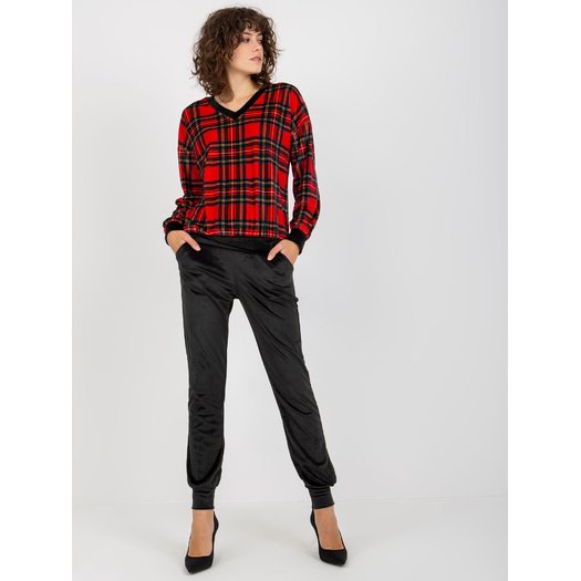 Veliūrinis treningas moterims  RP-KMPL-8190-6.26X-czarno-czerwony