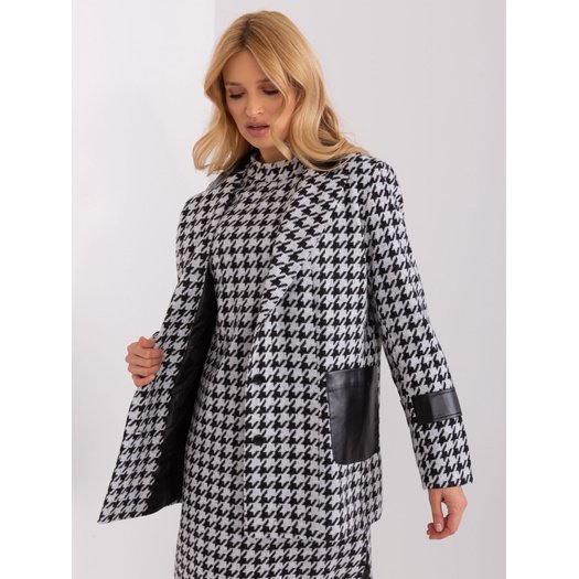 Švarkas moterims -LK-MA-509511.99-balta-juoda